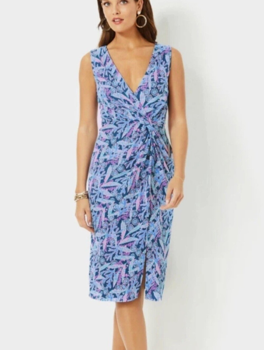 Lilly Pulitzer Odella V Neck Midi Dress Star Gazing